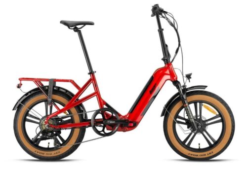 2025 Loop Coaster 20 Kolon Elektrikli Katlanır Bisiklet Fat Bike Kırmızı